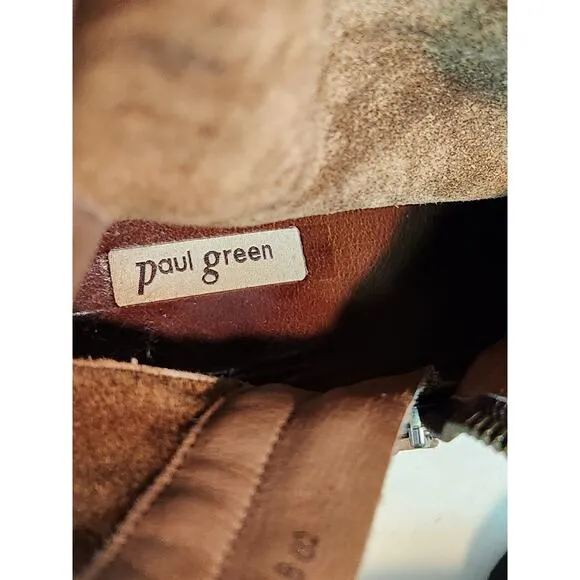 Paul Green Tan Leather Platform Ankle Boots Size 6.5 Made in Austria