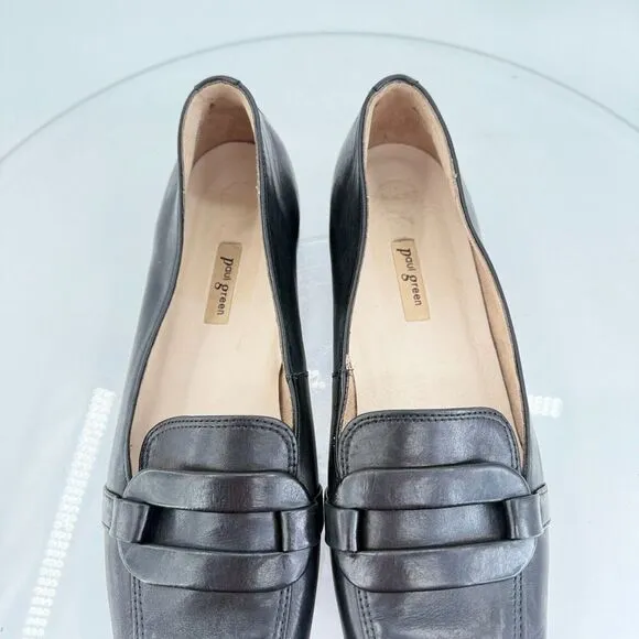 Paul Green Womens Penny Loafers Slip On Shoes Black Leather Size 6 UK - 8.5 US