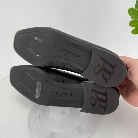 Paul Green Womens Penny Loafers Slip On Shoes Black Leather Size 6 UK - 8.5 US