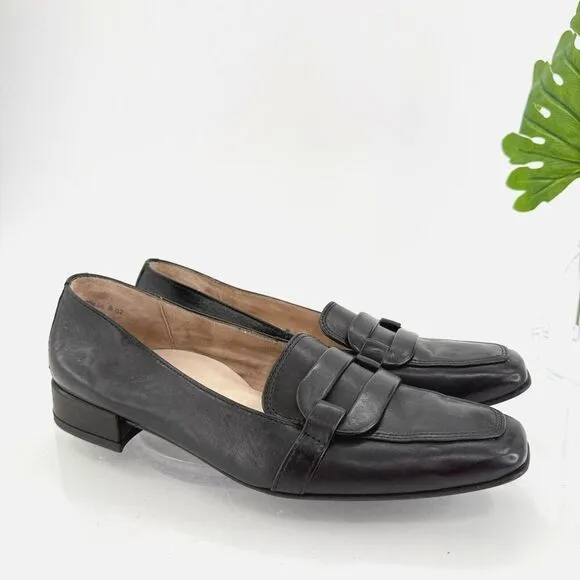 Paul Green Womens Penny Loafers Slip On Shoes Black Leather Size 6 UK - 8.5 US