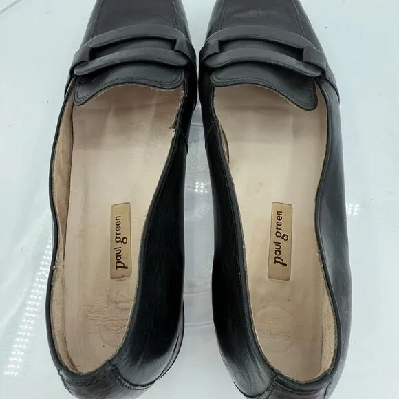 Paul Green Womens Penny Loafers Slip On Shoes Black Leather Size 6 UK - 8.5 US
