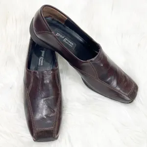 Paul Greene Brown Leather Driving Loafers, 7.5
