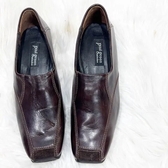Paul Greene Brown Leather Driving Loafers, 7.5