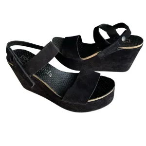 Pedro Garcia Platforms Slingback Sandals Black Suede Leather Sandals Women’s