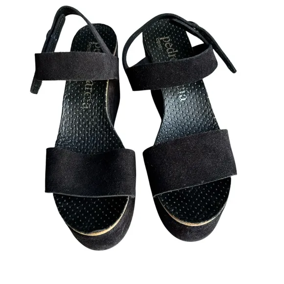 Pedro Garcia Platforms Slingback Sandals Black Suede Leather Sandals Women’s