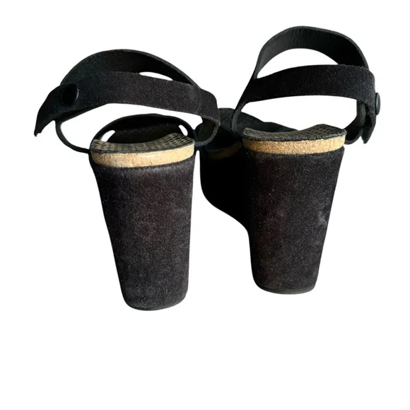 Pedro Garcia Platforms Slingback Sandals Black Suede Leather Sandals Women’s