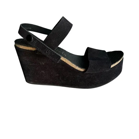 Pedro Garcia Platforms Slingback Sandals Black Suede Leather Sandals Women’s