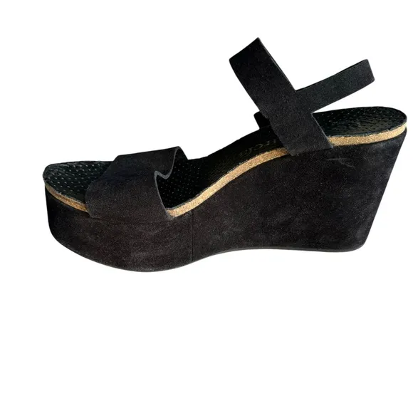 Pedro Garcia Platforms Slingback Sandals Black Suede Leather Sandals Women’s