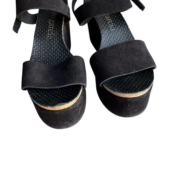 Pedro Garcia Platforms Slingback Sandals Black Suede Leather Sandals Women’s