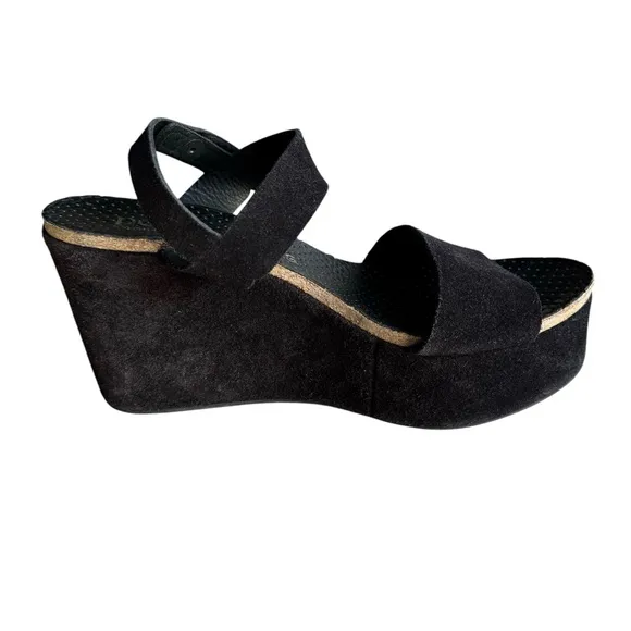 Pedro Garcia Platforms Slingback Sandals Black Suede Leather Sandals Women’s