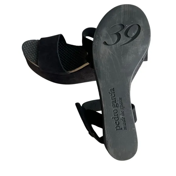Pedro Garcia Platforms Slingback Sandals Black Suede Leather Sandals Women’s