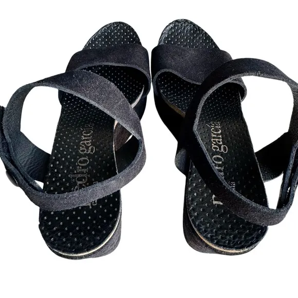 Pedro Garcia Platforms Slingback Sandals Black Suede Leather Sandals Women’s