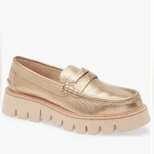 Pedro Garcia Sebas Suede ChunkyPenny Loafers Color Cava Cervo Lame 37.5 US 7.5