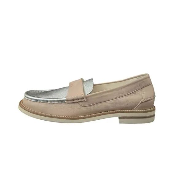 Pedro Garcia Stina Women's Penny Loafers In Buff-Silver, Size 40 WORN ONCE