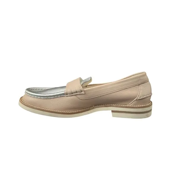 Pedro Garcia Stina Women's Penny Loafers In Buff-Silver, Size 40 WORN ONCE