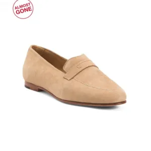 PETER MILLAR Biscotti Made In Brazil Suede Crown Amble Penny Loafers