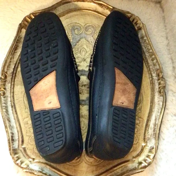 Peter Millar Pebbled Leather Penny Loafers Flats Driving Shoes Navy