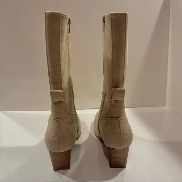 Pierre Dumas Dance-4 Tan Suede Mid-Calf Boots NWTB