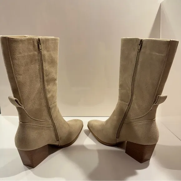 Pierre Dumas Dance-4 Tan Suede Mid-Calf Boots NWTB