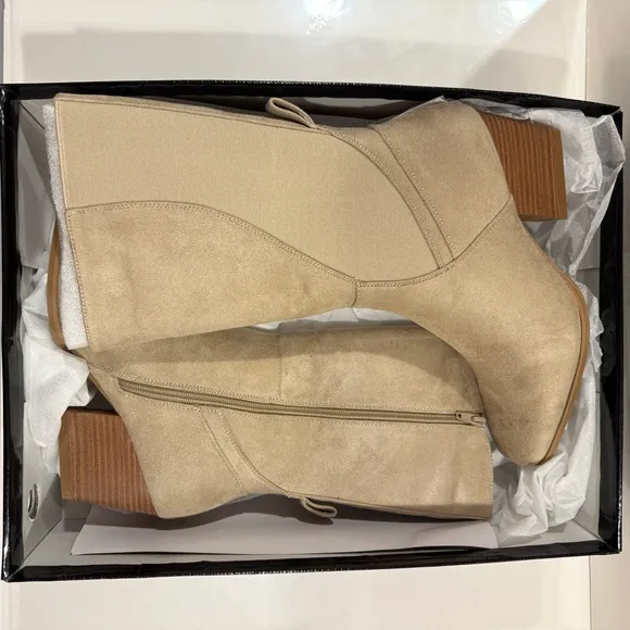Pierre Dumas Dance-4 Tan Suede Mid-Calf Boots NWTB