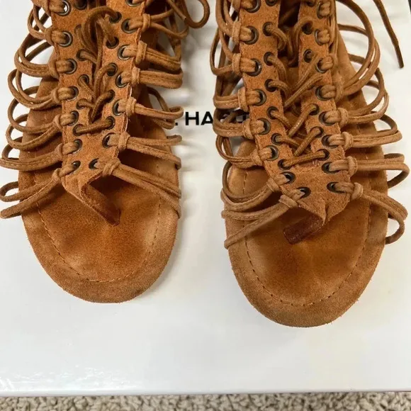 PIERRE HARDY Rust Suede Gladiator Sandals Lace Up 7