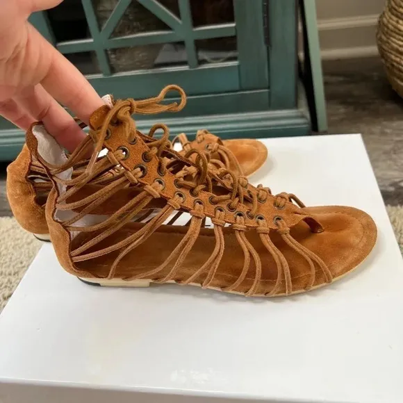 PIERRE HARDY Rust Suede Gladiator Sandals Lace Up 7