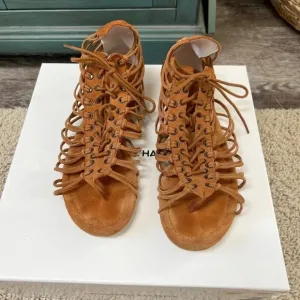 PIERRE HARDY Rust Suede Gladiator Sandals Lace Up 7