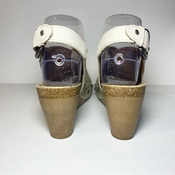 Pikolinos‎ Benissa Perforated Leather Slingback Wedge Sandals Open Toe 7 // 37
