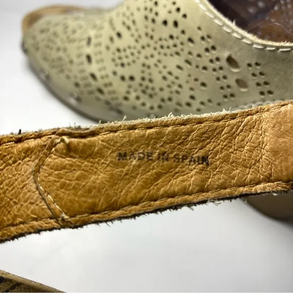 Pikolinos‎ Benissa Perforated Leather Slingback Wedge Sandals Open Toe 7 // 37