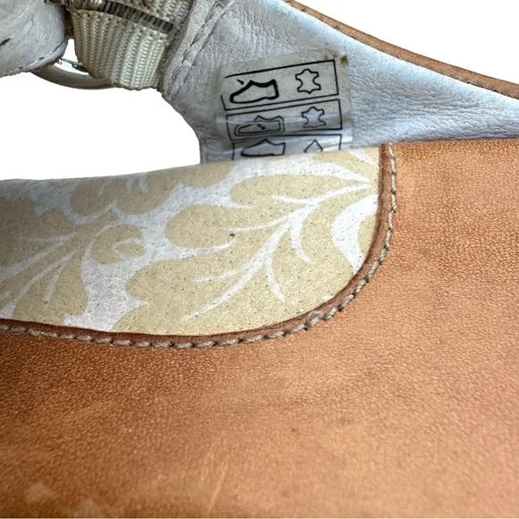 PIKOLINOS Brown Cognac Leather Buckle Detail Wedge Sandals Slides Women’s