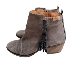 PIKOLINOS Gray Genuine Leather Suede Boho Boots Chunky heel 39 9