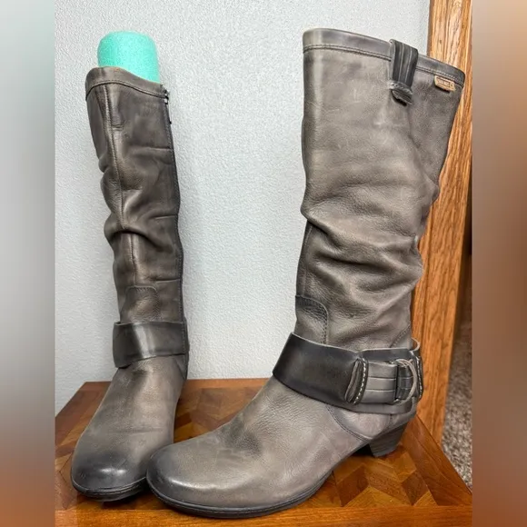 Pikolinos mid-calf gray distressed slouch boots size 38