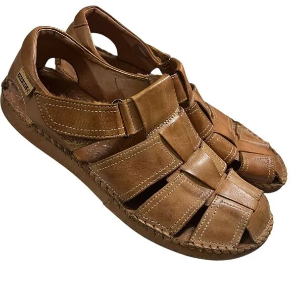 PIKOLINOS Tarifa‎ Fisherman Sandals Men's Size 45 US 11-11.5 Brown Leather