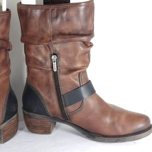 PIKOLINOS Women's Le Mans 39 US8-8,5 Brown Leather Mid-Calf Riding Boots