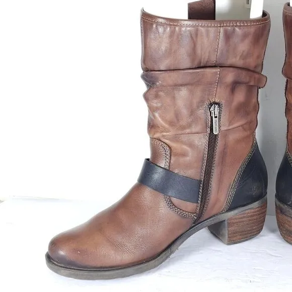 PIKOLINOS Women's Le Mans 39 US8-8,5 Brown Leather Mid-Calf Riding Boots
