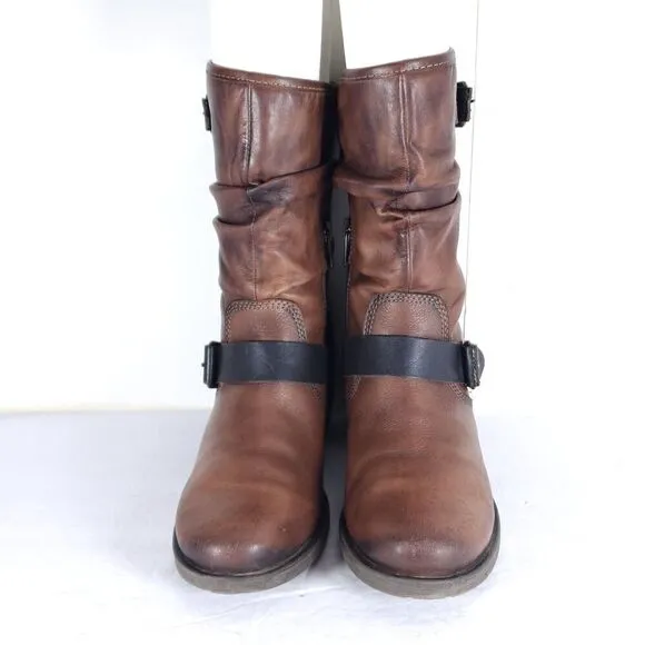PIKOLINOS Women's Le Mans 39 US8-8,5 Brown Leather Mid-Calf Riding Boots