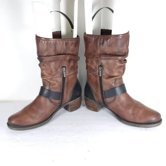 PIKOLINOS Women's Le Mans 39 US8-8,5 Brown Leather Mid-Calf Riding Boots