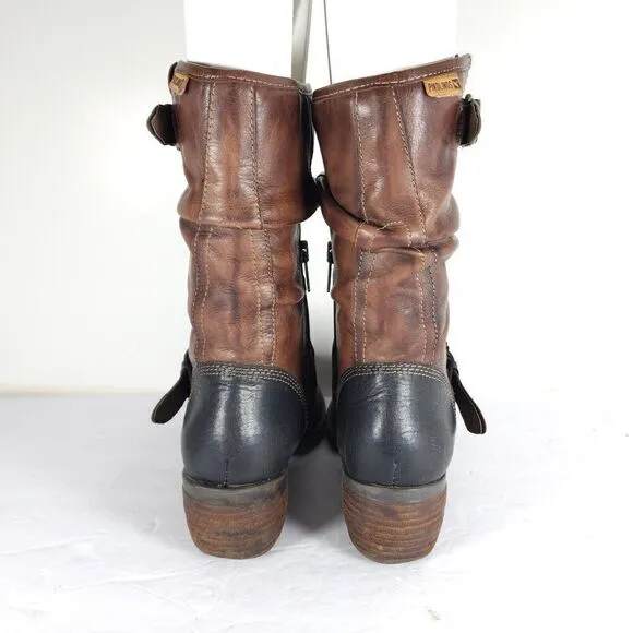 PIKOLINOS Women's Le Mans 39 US8-8,5 Brown Leather Mid-Calf Riding Boots