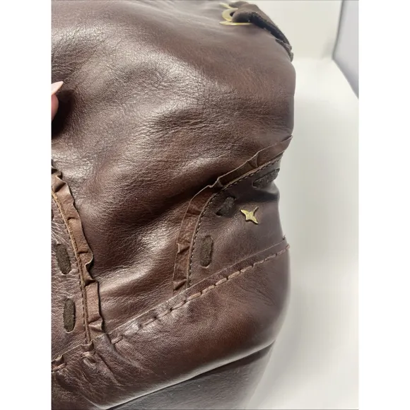 Pikolinos Women's Mid Calf Boots Brown Leather Low Wedge Whipstitch Sz 40 9-9.5