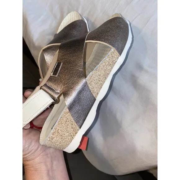 Pikolions Mahon Women's 8.5 Brown Leather Slip-On Criss Cross Open Toe Sandals