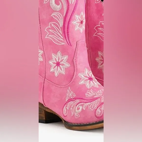 Pink Cowboy Boots For Women Mid Calf Western Boots Cowgirl Boots