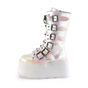 Platform Buckle Punk Lace Up Mid-Calf Boots