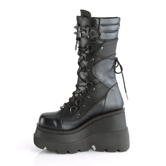 Platform Lace Up Gothic Wedge Boots