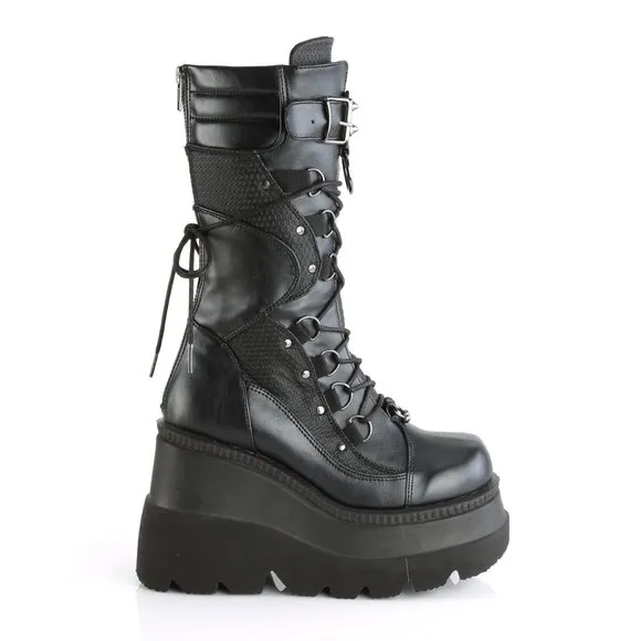 Platform Lace Up Gothic Wedge Boots