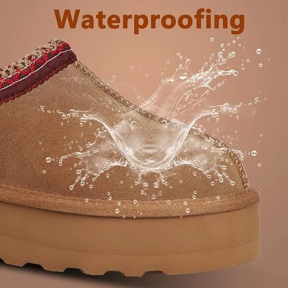 Platform Mini Ankle Boots Fur Fleece Lined Sneakers Women's Slippers