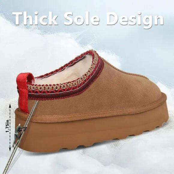 Platform Mini Ankle Boots Fur Fleece Lined Sneakers Women's Slippers