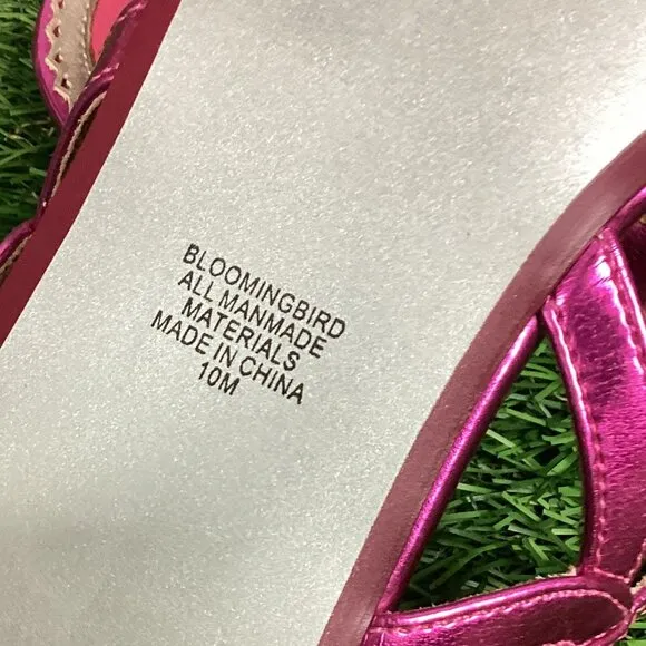 Poetic License Bloombird Pink Bow Strappy Sandals Sequin 10 NIB