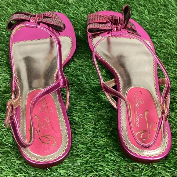 Poetic License Bloombird Pink Bow Strappy Sandals Sequin 10 NIB