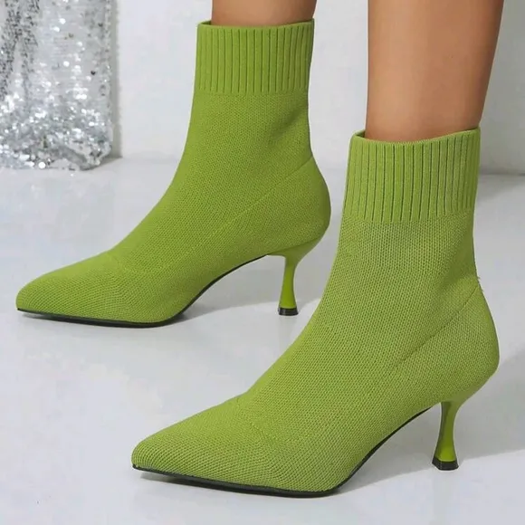 Pointed Toe Breathable High Heel Ankle Boots For Women