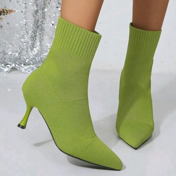 Pointed Toe Breathable High Heel Ankle Boots For Women